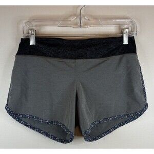 RABBIT Women’s Hopper Shorts Small Gray 4” Inseam Floral Trim Lined Athletic Run